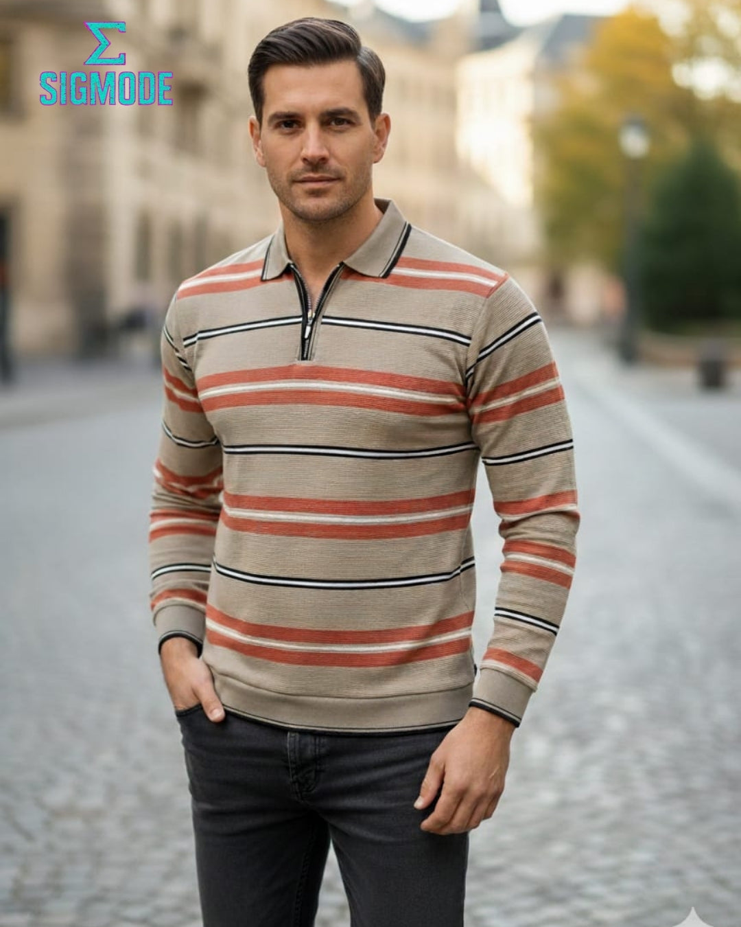 Urban Slate Striped Polo